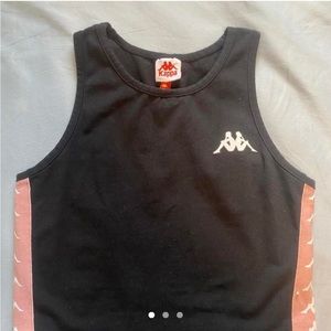 Cropped black and pink Kappa tank top
